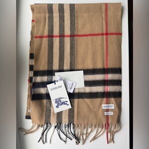 Burberry Check Cashmere Scarf Beige New With Tags